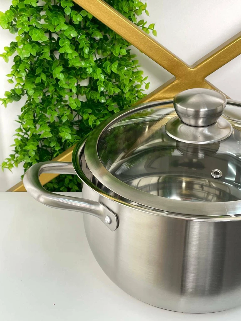 Oală din inox cu capac de sticlă 4