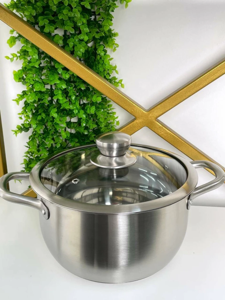 Oală din inox cu capac de sticlă 2