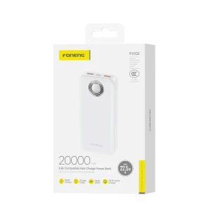 Power bank foneng с цифровым дисплеем 20000 мач, 22.5w, белый Thumbnail 2