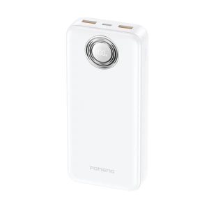 Power bank foneng с цифровым дисплеем 20000 мач, 22.5w, белый