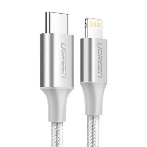 Ugreen cable type-c to lightning mfi, 3a, 1,5m, shell braided, us304, silver Thumbnail 3