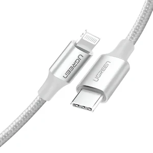 Ugreen cable type-c to lightning mfi, 3a, 1,5m, shell braided, us304, silver Thumbnail 2