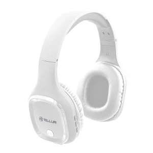 Casti Bluetooth, Over-ear, Pulse, Microfon, Timp de joc muzical până la 8h,  Tellur White  TLL511371