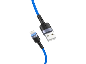 Cable usb - lightning, cu led, 3a, 1.2m, tellur blue  tll155364
