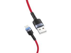 Cable usb - lightning, cu led, 3a, 1.2m, tellur red  tll155354