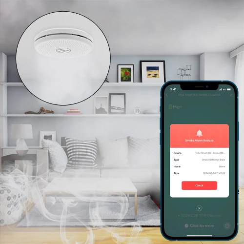 Senzor de fum si co wifi tellur smart, aa, alb 3