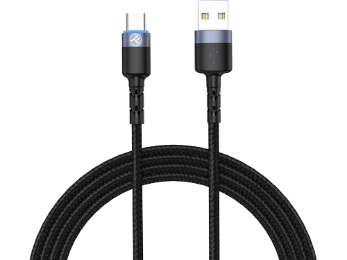 Cable usb - type-c, cu led, nylon, 1.2m, tellur black  tll155363 2