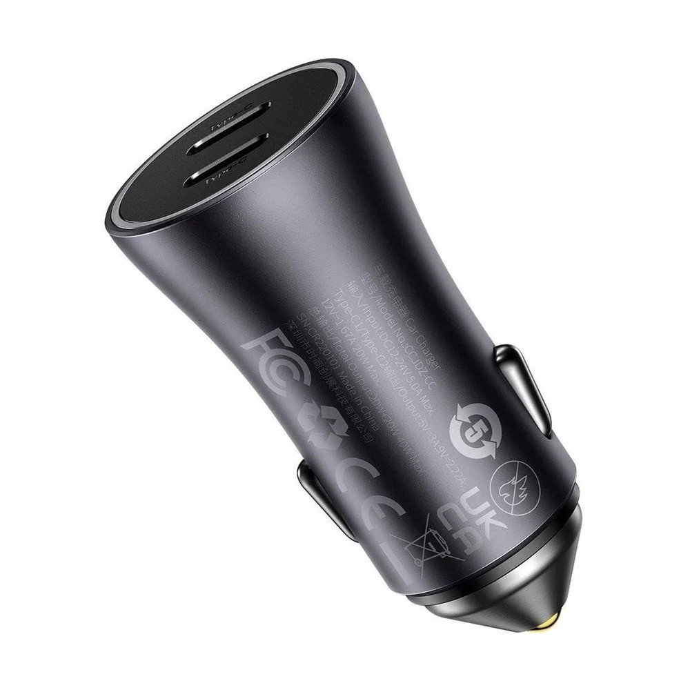 Baseus car charger golden contactor pro 2*type-c 40w, grey 2