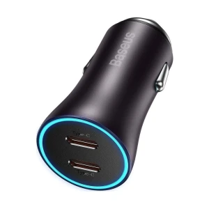 Baseus car charger golden contactor pro 2*type-c 40w, grey Thumbnail 3