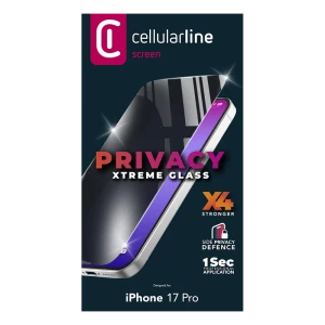Sticlă de protecție cellularline tempered glass privacy pentru apple iphone 17 pro, negru Thumbnail 2