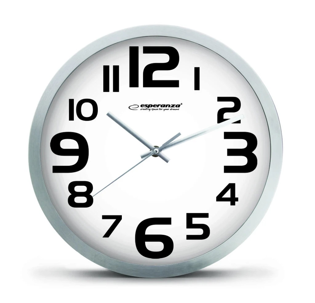 Clock wall esperanza zurich  ehc013w white,  25 cm, plastic frame, quiet movement, hook for easy installation, power: 1x aa battery (not included) 2