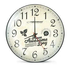 Clock wall esperanza lausanne  ehc018l white,  30 cm, (text: have awesome day), plastic frame, quiet movement, hook for easy installation, power: 1x a Thumbnail 2