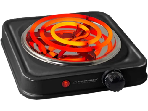 Electric hot plate esperanza etna ekh012k, 1000w black, 5 temperature degrees thermostatic protection against overheating the indicator light (on / off) heat-resistant surface materials 2