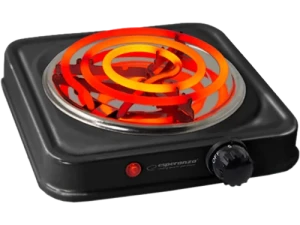 Electric hot plate esperanza etna ekh012k, 1000w black, 5 temperature degrees thermostatic protection against overheating the indicator light (on / off) heat-resistant surface materials