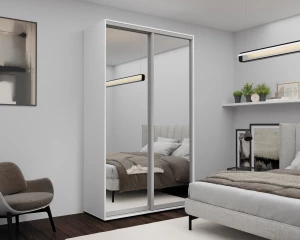 Dulap cu uși glisante Nex Home, Oglinda, Alb 140x60x240 cm