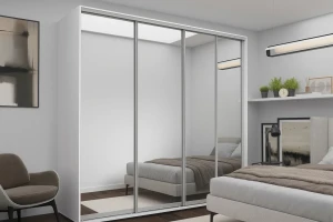 Dulap cu uși glisante nex home, oglinda, alb 300x60x240 cm