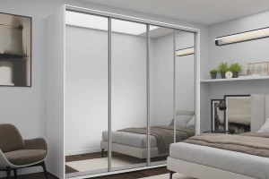 Dulap cu uși glisante Nex Home, Oglinda, Alb 300x60x240 cm