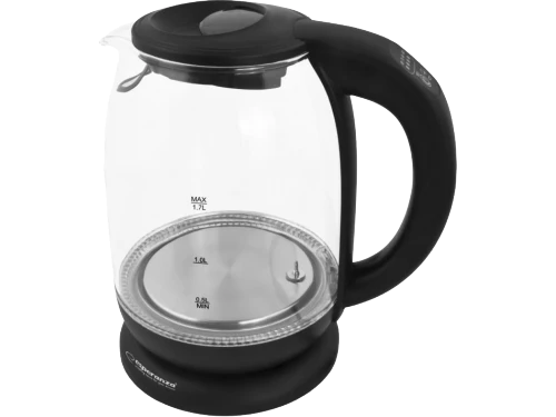Kettle esperanza loire ekk027  glass black with led light and temperature controller, 2200w, 1,7l, the kettle will heat the water up to 60°c, 70°c, 80 2