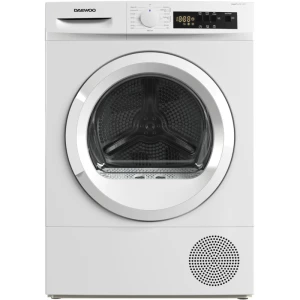 Uscator de rufe Daewoo DDR-VH8A/E,  8 kg,  Clasa E, Control electronic, Pompa de caldura, Sistem de uscare cu senzor, Afisaj LED, ChildLock, 15 programe, Alb