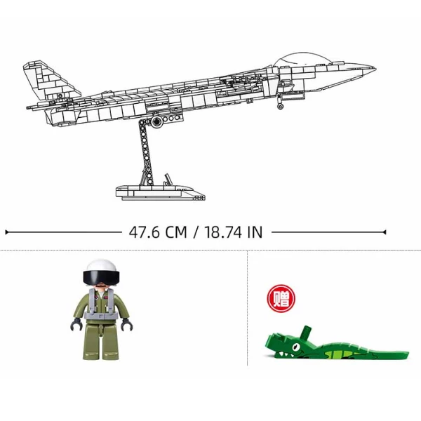 Set de construcție „avion invizibil stealth j20ss”, scara 1:44, 953 elem. 5