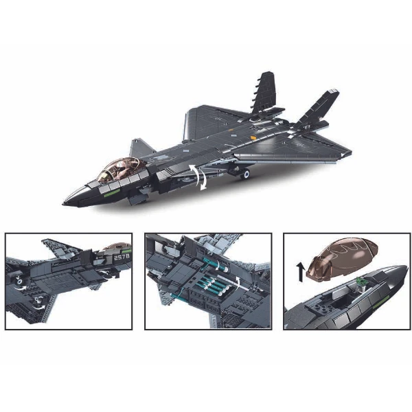 Set de construcție „avion invizibil stealth j20ss”, scara 1:44, 953 elem. 6