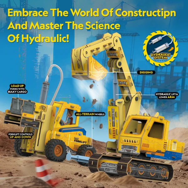 3d puzzle „excavator și stivuitor” 4