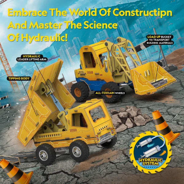 3d puzzle „mini încărcător și camion basculant” 4