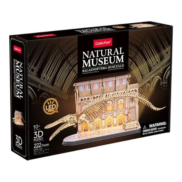 3d puzzle "muzeul de științe naturale – balena albastră" cu iluminare led, 222 elem. 3
