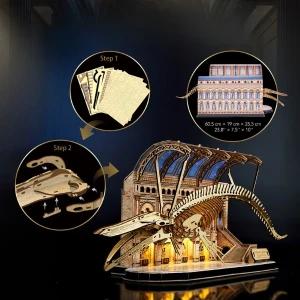 3d puzzle "muzeul de științe naturale – balena albastră" cu iluminare led, 222 elem. Thumbnail 5