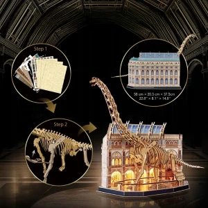 3d puzzle "muzeul de științe naturale – brachiosaurus" cu iluminare led, 216 elem. Thumbnail 6