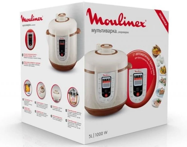 Aparat de gătit multifuncțional sub presiune moulinex ce501134, maro / alb 8