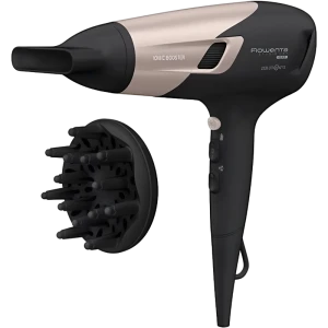 Uscător de păr rowenta studio dry glow cv5831f0, 2100 w, negru | roz