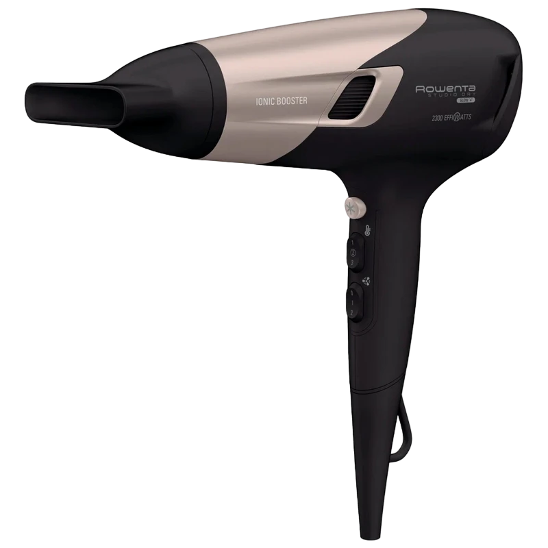 Uscător de păr rowenta studio dry glow cv5831f0, 2100 w, negru | roz 8