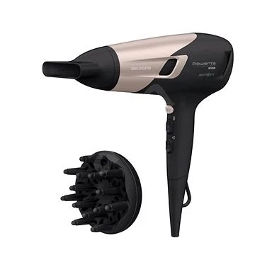 Uscător de păr rowenta studio dry glow cv5831f0, 2100 w, negru | roz 3