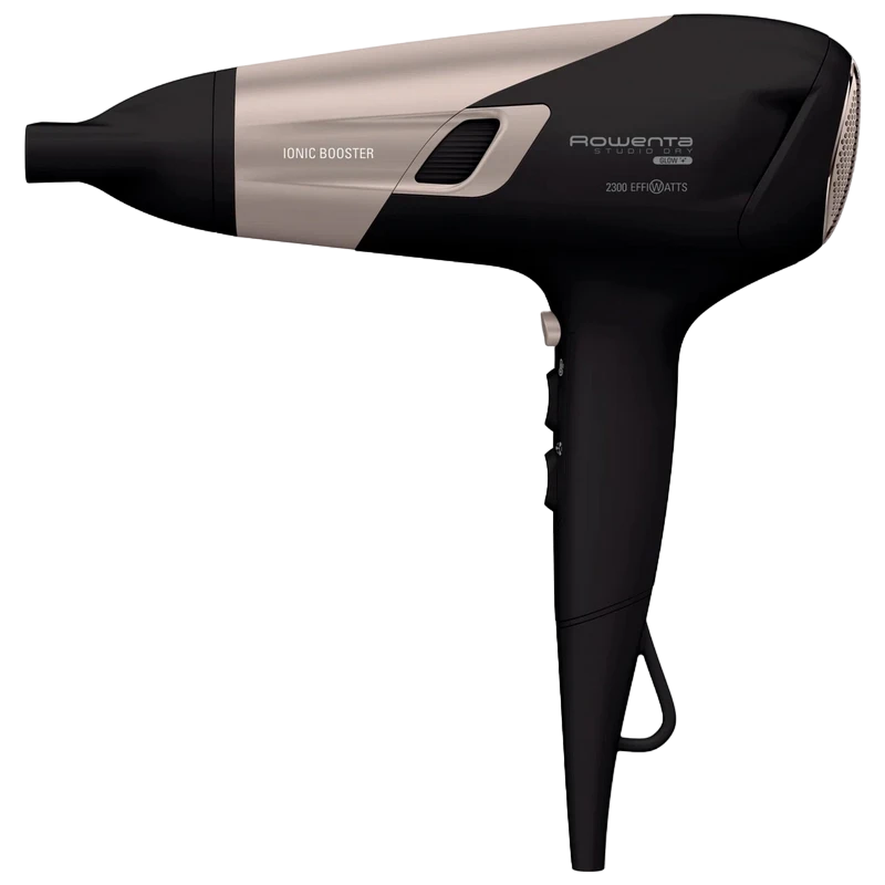 Uscător de păr rowenta studio dry glow cv5831f0, 2100 w, negru | roz 4