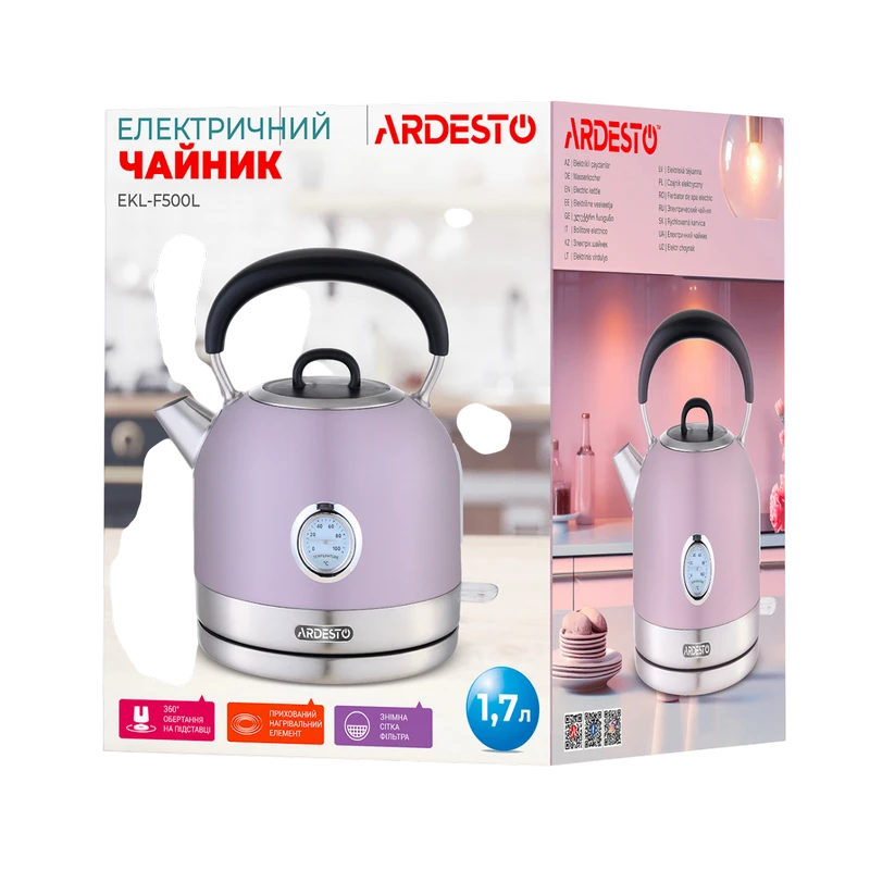 Электрочайник ardesto ekl-f500l, фиолетовый 4