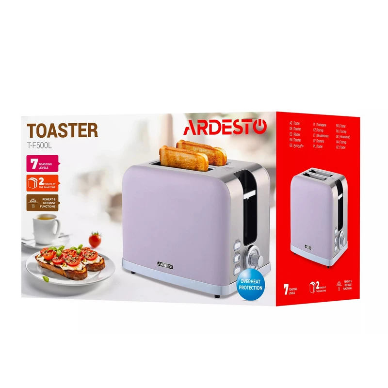 Тостер ardesto t-f500l, сиреневый 3