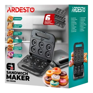 Aparat pentru sandwich multifunctional ardesto sm-h600b, negru Thumbnail 6
