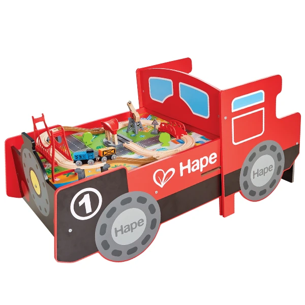 Masă de joc „locomotivă” cu cale ferată din lemn 2
