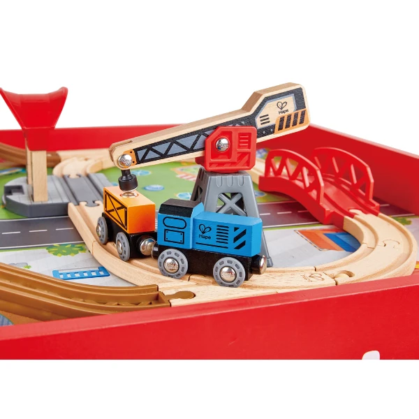 Masă de joc „locomotivă” cu cale ferată din lemn 9