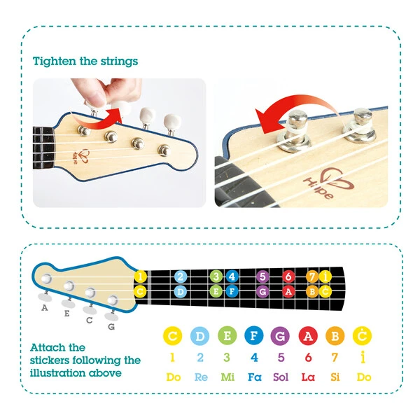 Chitara ukulele cu lumini, albastră 12