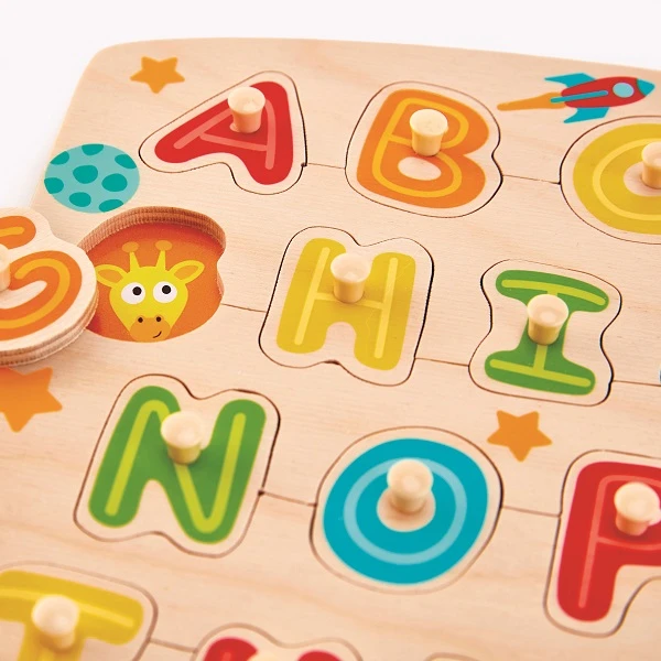 Puzzle din lemn cu buton „alfabet” 3