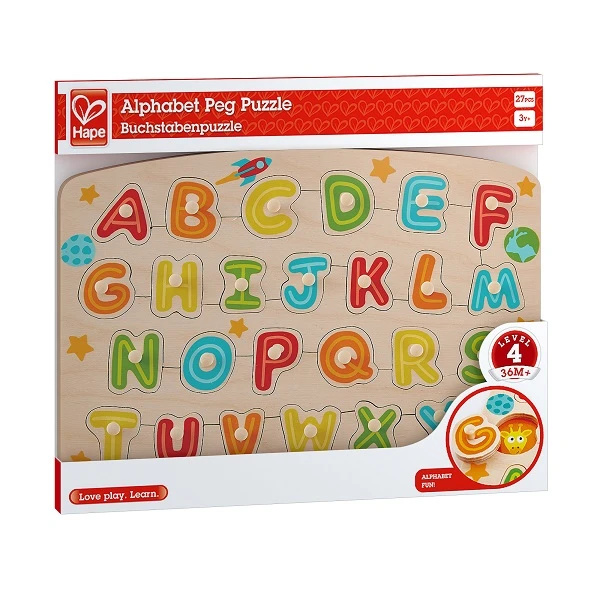 Puzzle din lemn cu buton „alfabet” 4