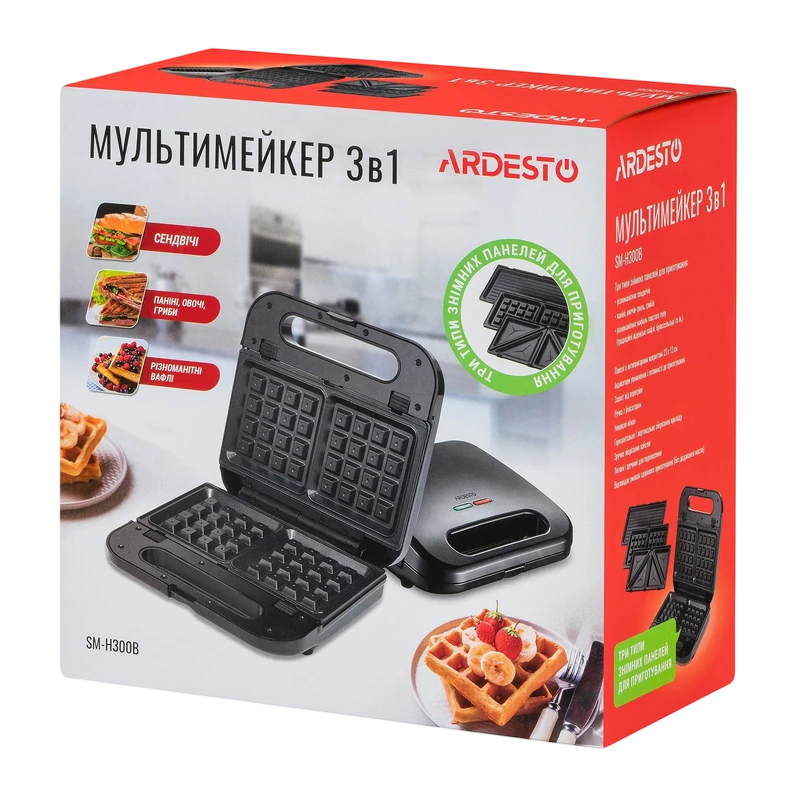 Aparat pentru sandwich ardesto sm-h300b, negru 3