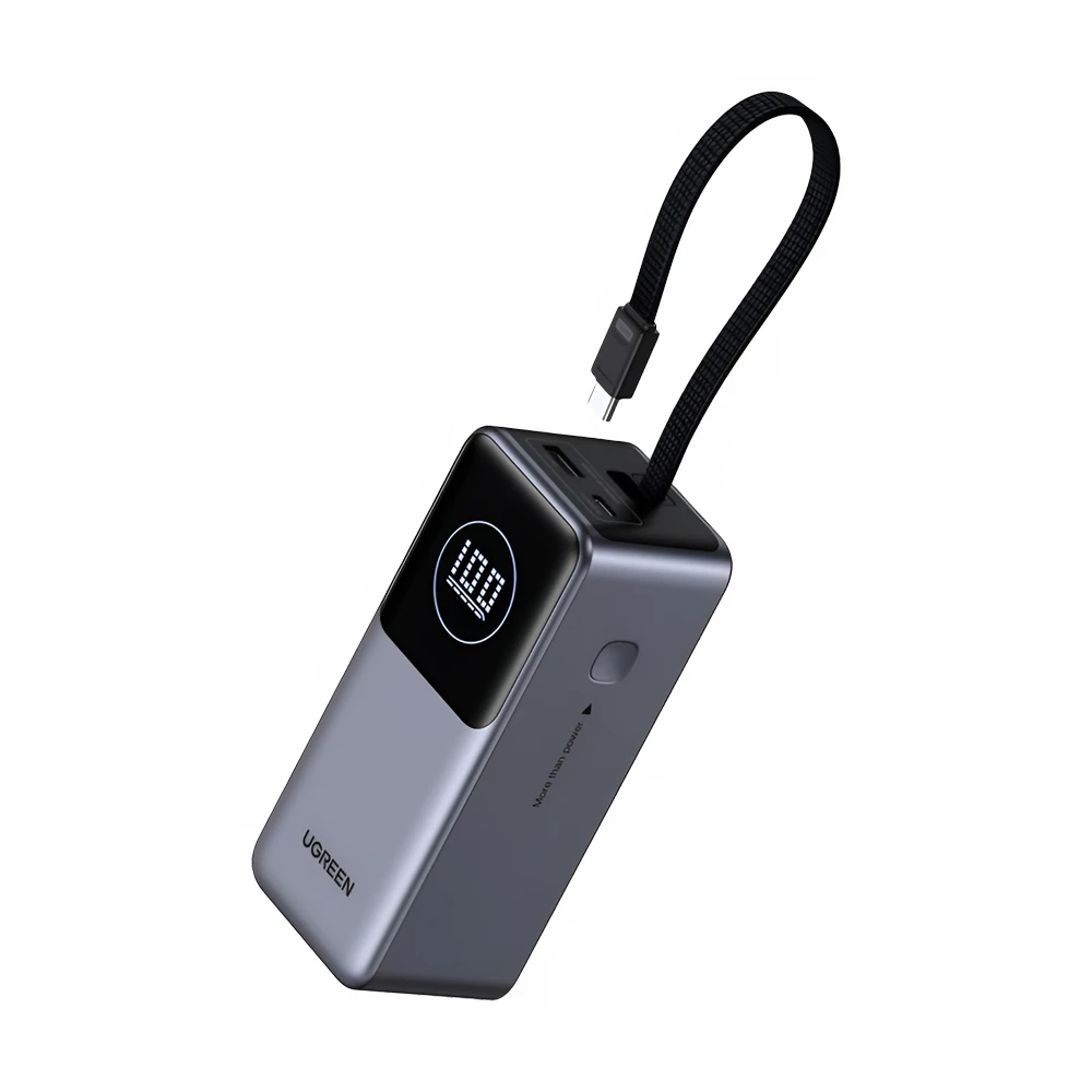 Ugreen power bank nexode flight approved 20000mah, 130w, с встроенным кабелем usb-c, серый 2
