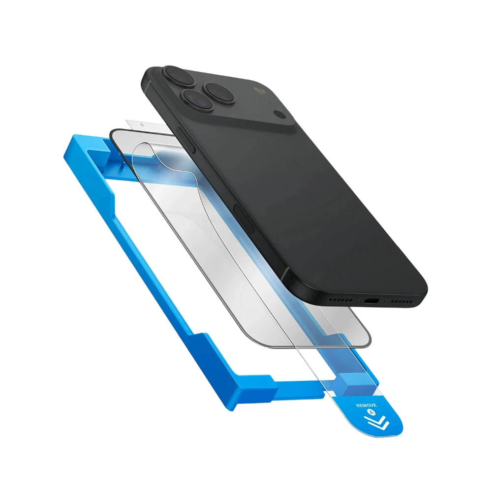 Защитное стекло uniq glass для iphone 17 pro (2025) 6.3 vivid exofit optix covex applicator, черное 3