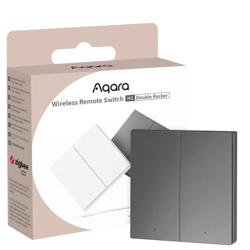Умный выключатель aqara wireless switch h1 (double rocker), серый 2