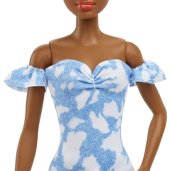 Păpușa barbie "fashionista" în rochie albastră 4
