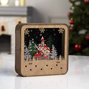 CASUTA DIN LEMN CU ILUMINARE LED 15,5CM (CP-24-134)