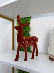 Cerb decorativ catifelat maro, 30cm (cp-24-268) Thumbnail 3